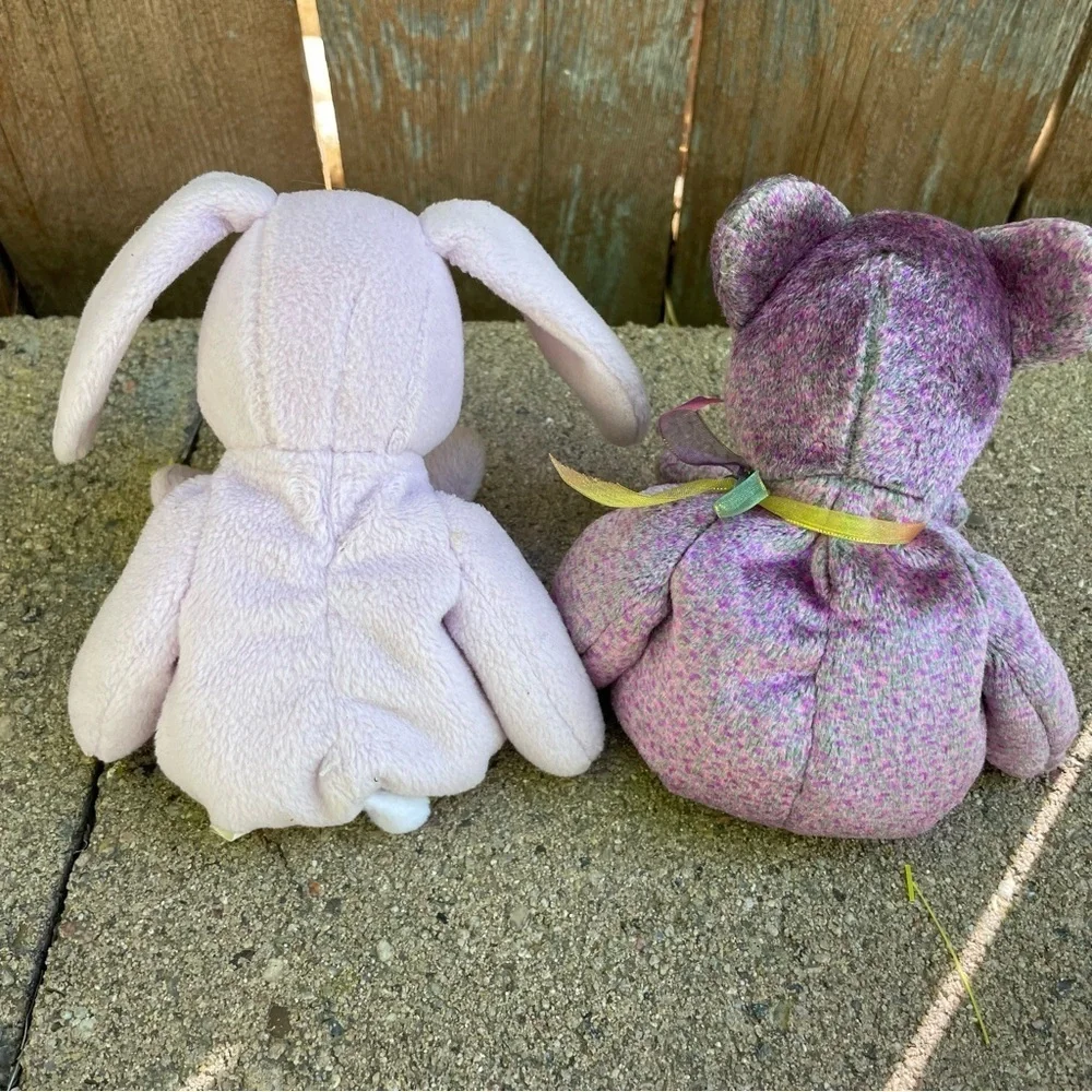TY Floppity and 2000 Signature Beanie‎ Baby Plush Bunny and Bear Set